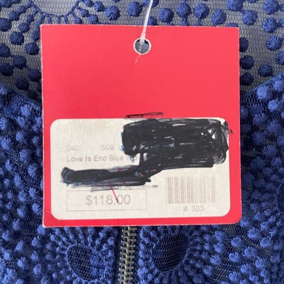 NWT Anthropologie Only Hearts Love is Enough Blue Sheer Lace Zipper large - Picture 2 of 13